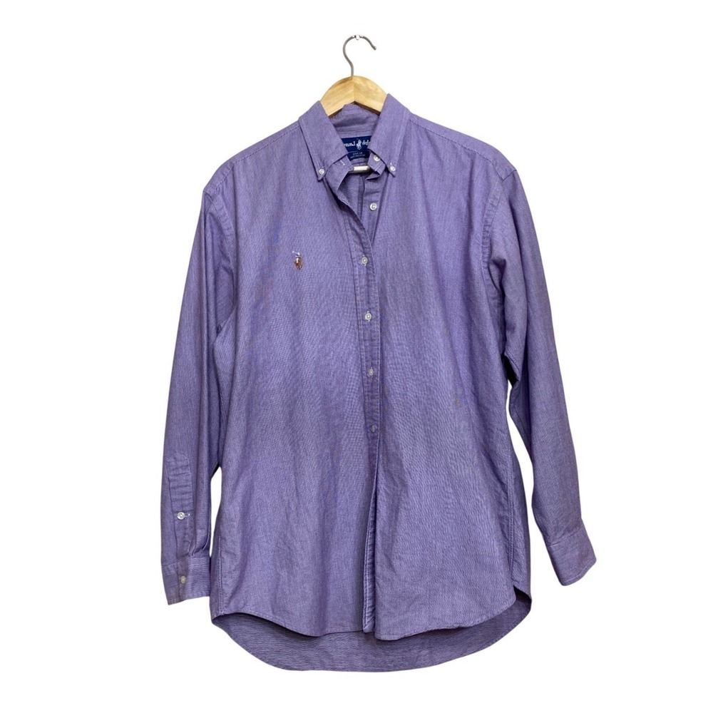 Polo Ralph Lauren Blake Mens Medium Purple Micro Stripe Cotton Button Down Shirt